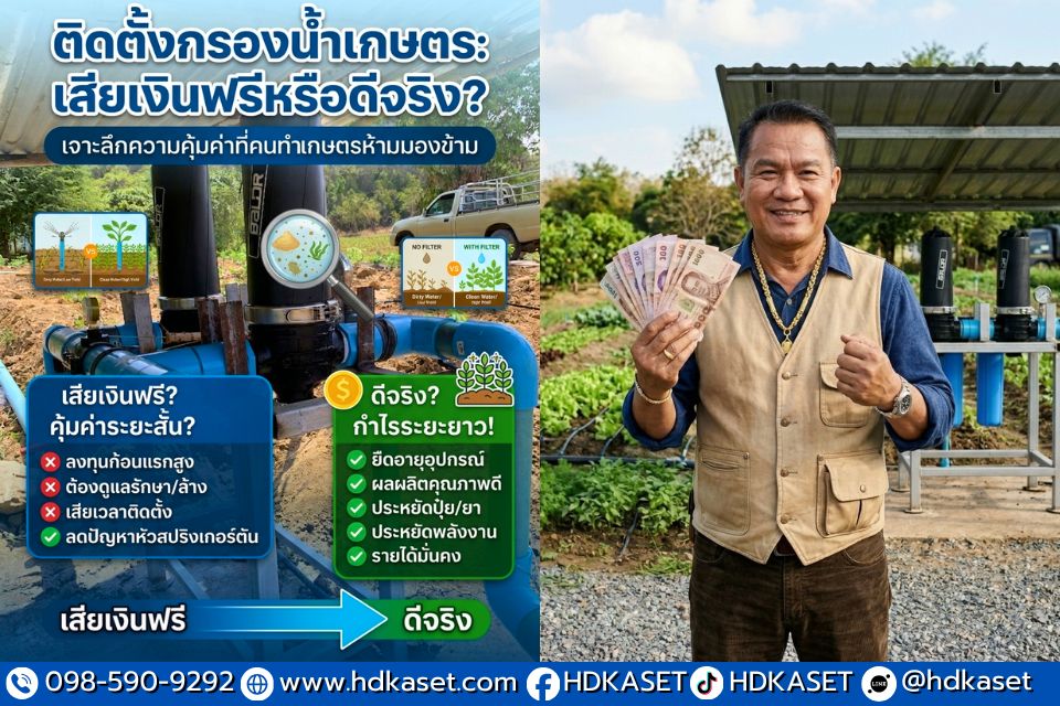กรองน้ำเกษตร เสียเงินฟรีหรือดีจริง